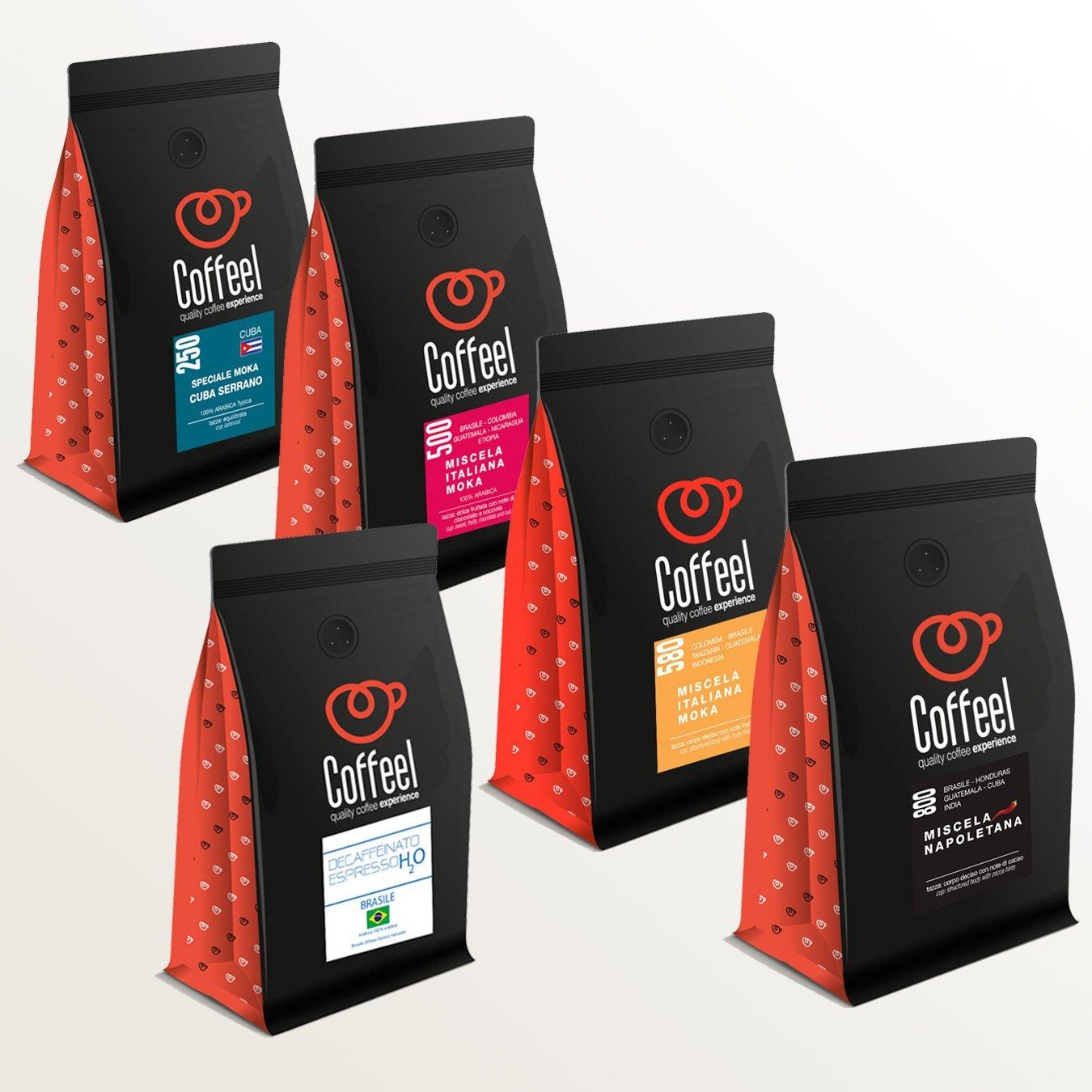 cofanetto degustazione caffè moka 5 confezioni da 125gr