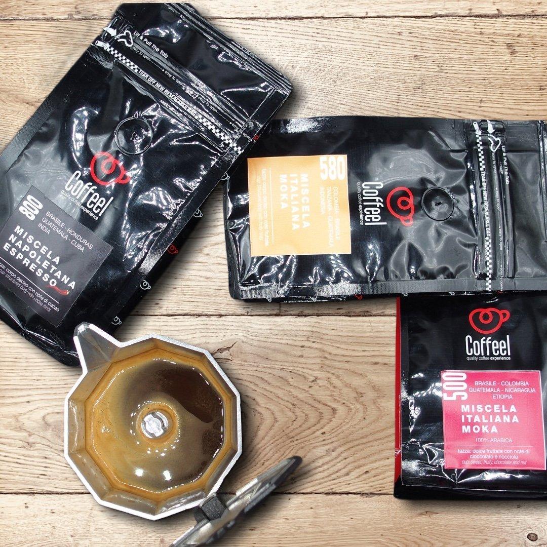 Box Degustazione Caffè Moka in Grani o macinato 5 confezioni da 125 gr ...